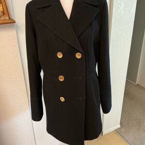 Women's Black Double-Breasted Coat